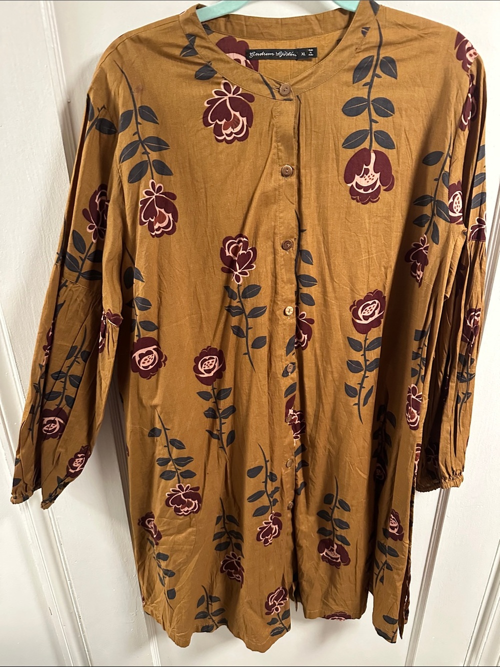 Gudrun Sjoden Golden Floral Button-Front Women’s Dress